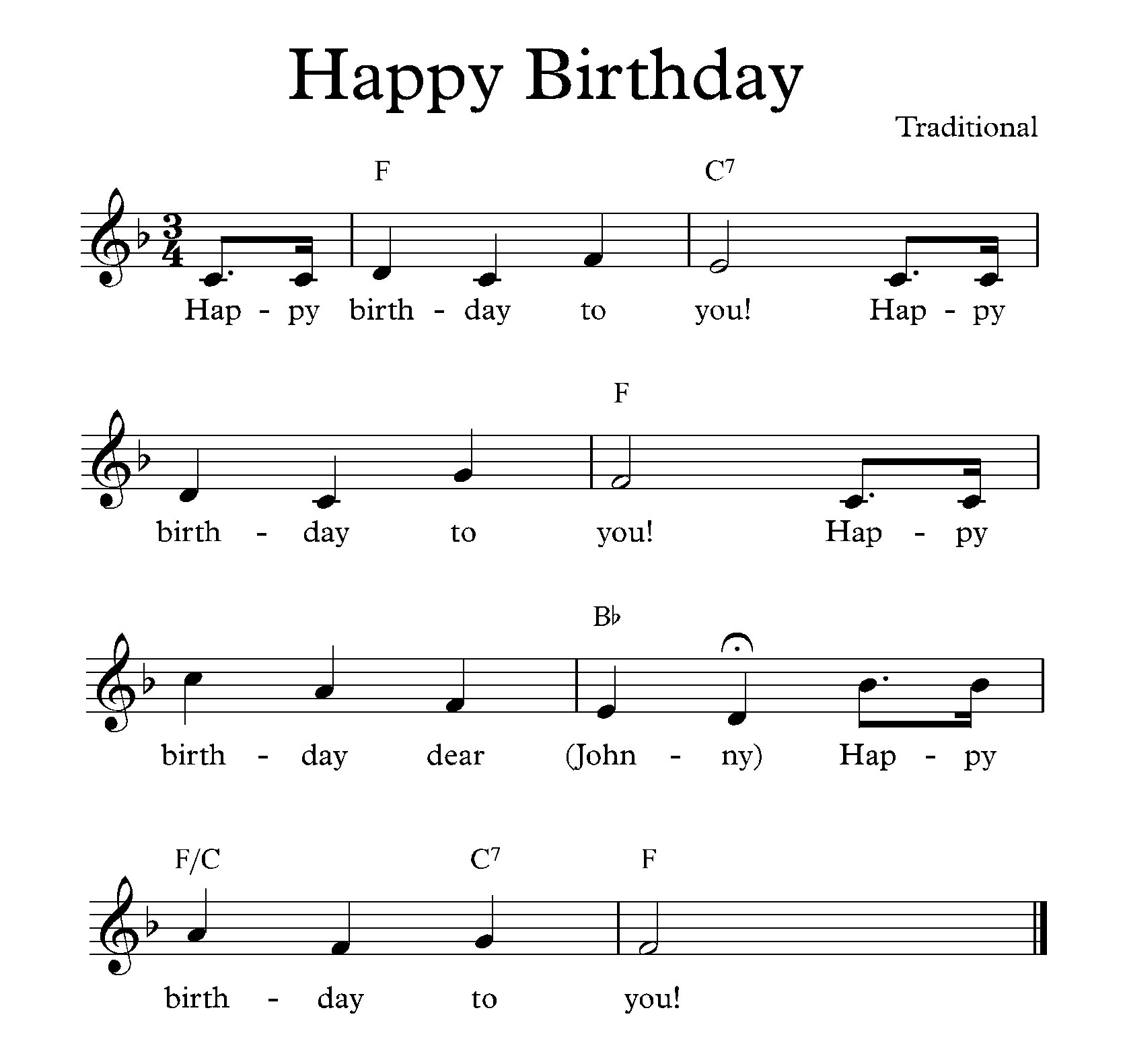 traditional happy birthday song lyrics