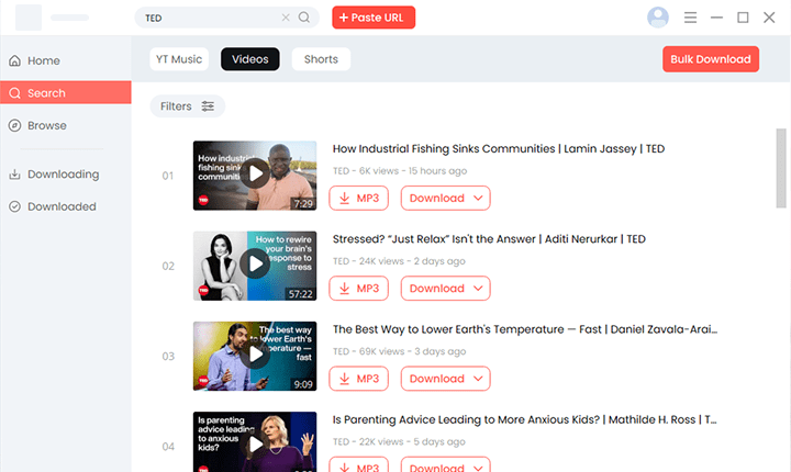 Search for a YouTube video by URL