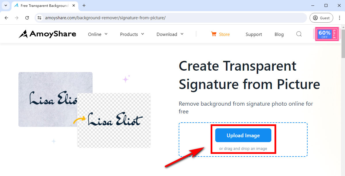 Téléchargez une photo de signature