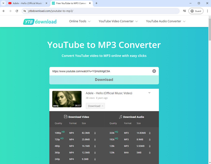 Download music from YouTube online